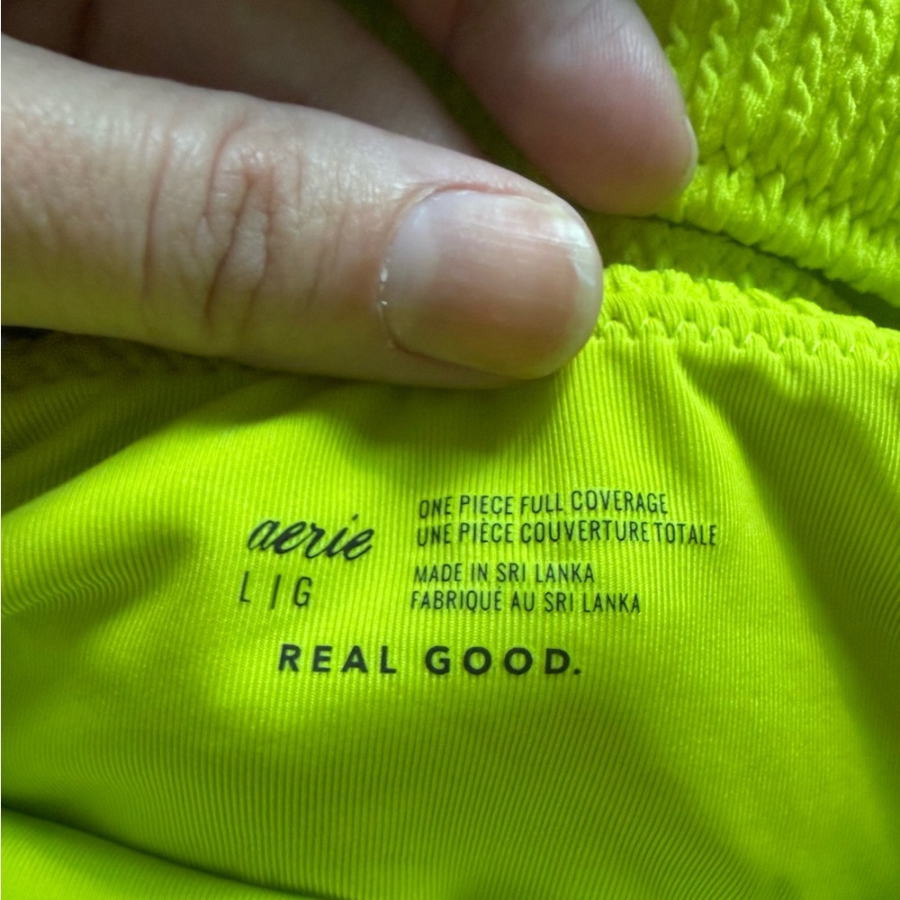 aerie Neon Yellow One-Shoulder Cutout One-Piece Swimsuit - Picture 2 of 8